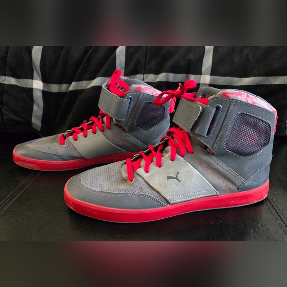 Puma El High Solo High Fashion Hightops Mens Size 12 Red Gray - Picture 6 of 7